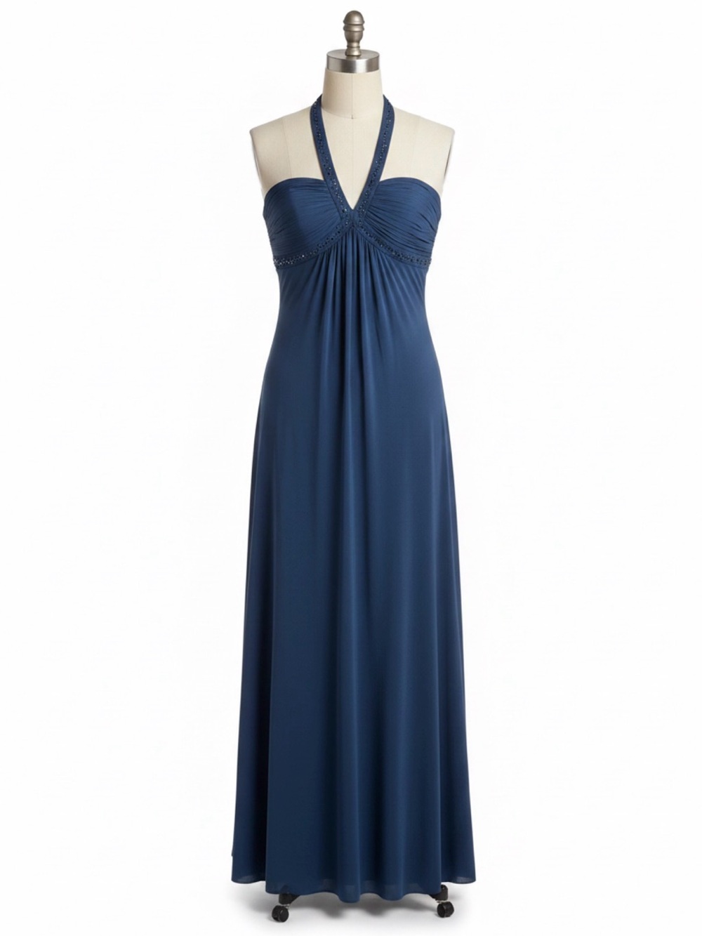 BCBG MaxAzria True Y2K Teal Beaded Empire Waist Halter Dress